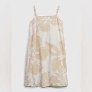 Gap Kids Linen-Cotton Tan Floral Shift Dress NWT Girls Small 6-7 Cream Vacation